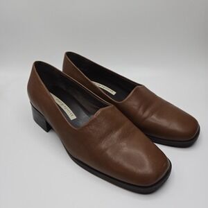 Easy Spirit Women's Brown Leather Slip-on Shoes with 1.5" Heels Anti-Gravity